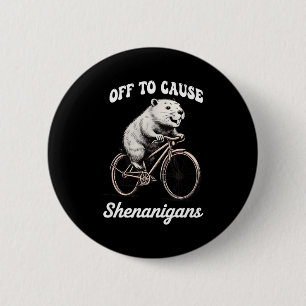 Capybara off to cause shenanigans st patricks day 6 cm round badge