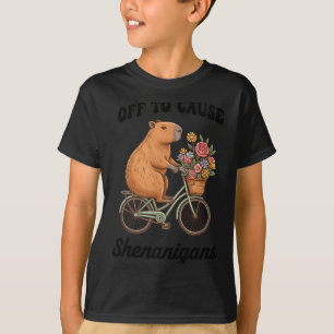 Capybara off to cause shenanigans st patricks day T-Shirt