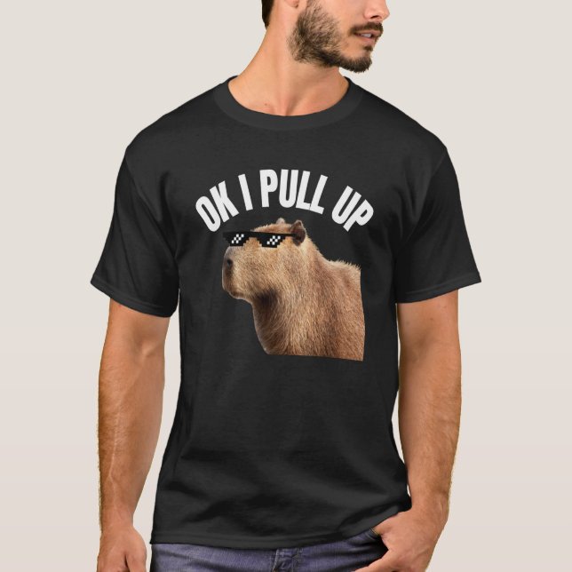Capybara OK I Pull Up Rodent Animal Respect Joke   T-Shirt (Front)