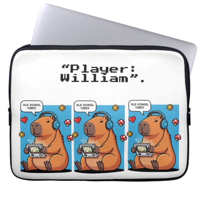 Capybara Old School Gamer Laptop Sleeve (Front)