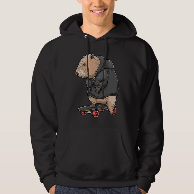 Capybara On A Skateboard Rodent Skater Skateboarde Hoodie (Front)