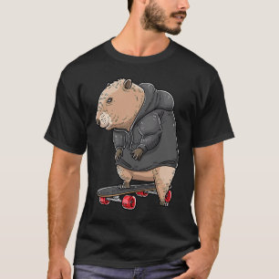 Capybara On A Skateboard Rodent Skater Skateboarde T-Shirt