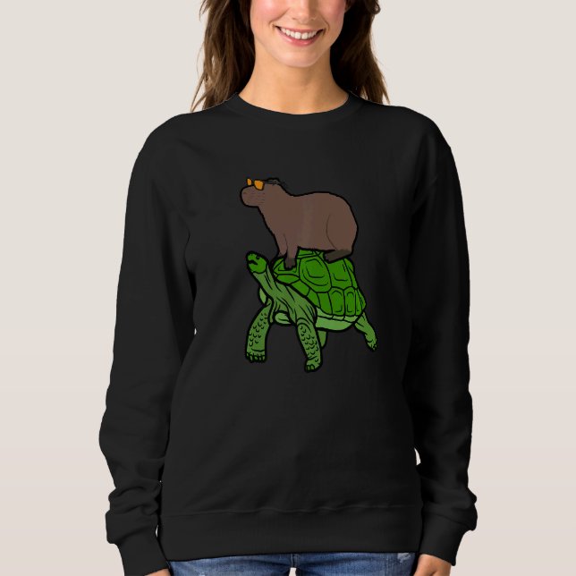 Capybara On Tortoise Capybara Riding Tortoise Sweatshirt (Front)
