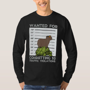 Capybara On Tortoise Wanted Mugshot T-Shirt