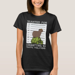Capybara On Tortoise Wanted Mugshot T-Shirt