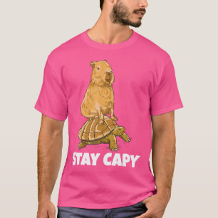 Capybara On Turtle Stay Capy T-Shirt