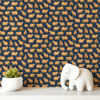 Capybara Pattern on Navy Blue