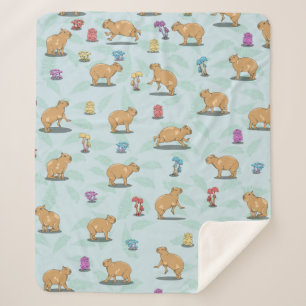Capybara Pattern Sherpa Blanket