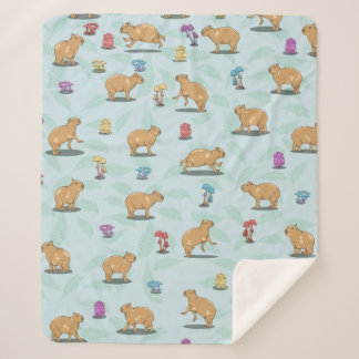 Capybara Pattern Sherpa Blanket