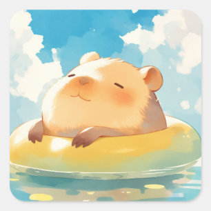 Capybara Peaceful Retreat Square Sticker