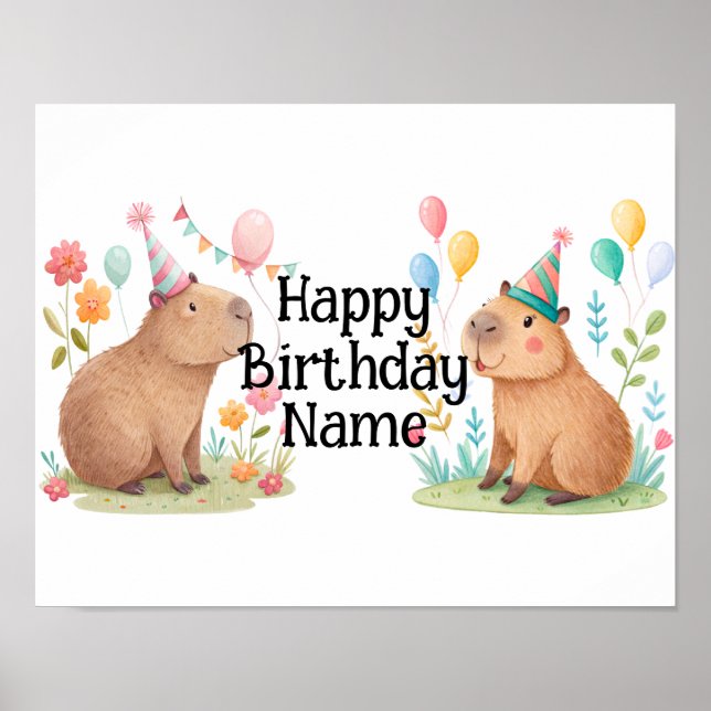Capybara Personalized birthday Poster (Front)