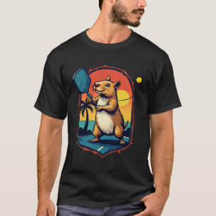 Capybara Pickleball Club Retro Sports Logo Apparel T-Shirt