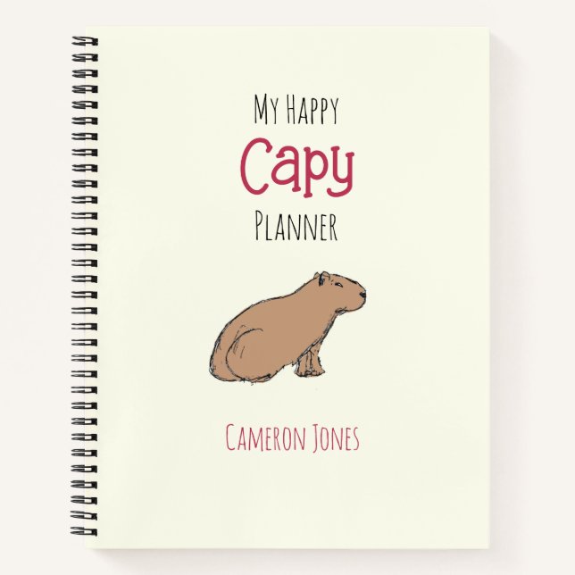  Capybara Planner Cute Chill Hand-Drawn Animal  Notebook (Front)