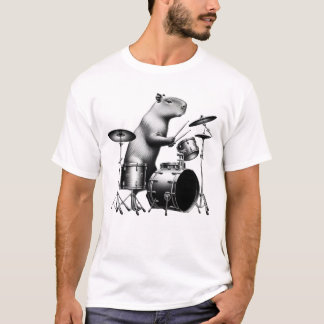 Capybara Playing Drums Drumkit Player Drummer T-Shirt