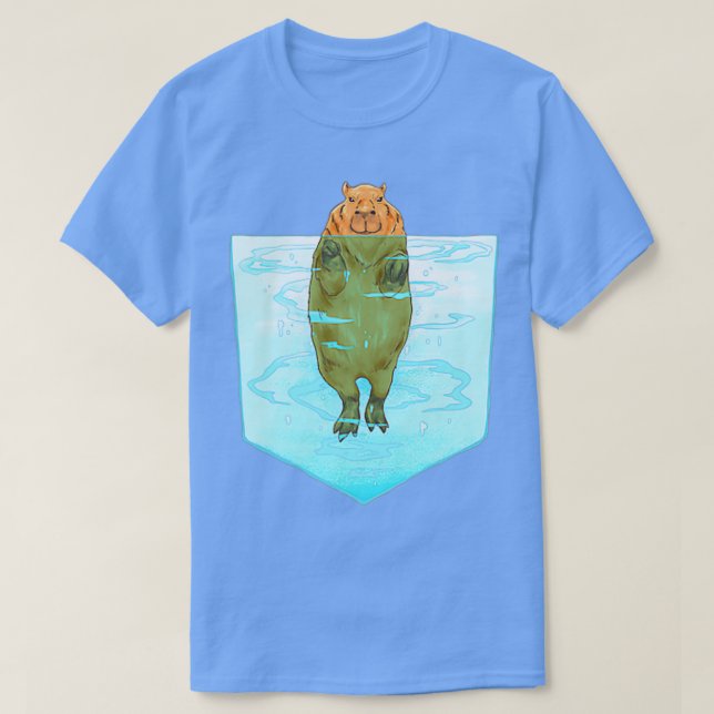 Capybara Pocket Funny In A Pool Pocket  T-Shirt (Design Front)