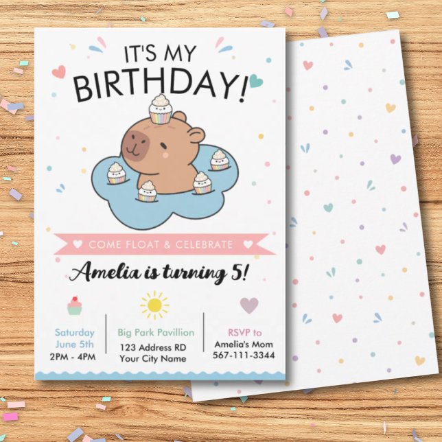 Capybara Pool Party Birthday Invitation (Creator Uploaded)