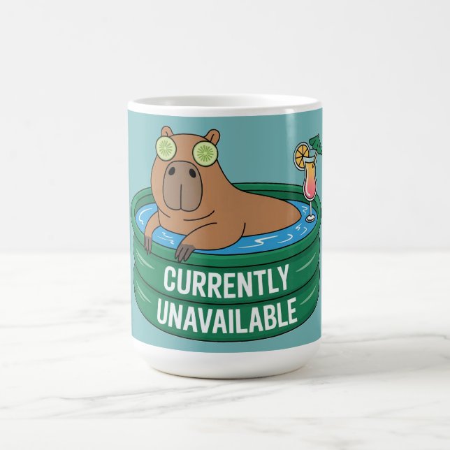 Capybara Pool Relaxation Typography Graphic Coffee Mug (Center)