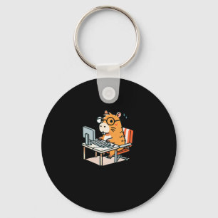 Capybara Programmer Working On The Computer Sticke Key Ring