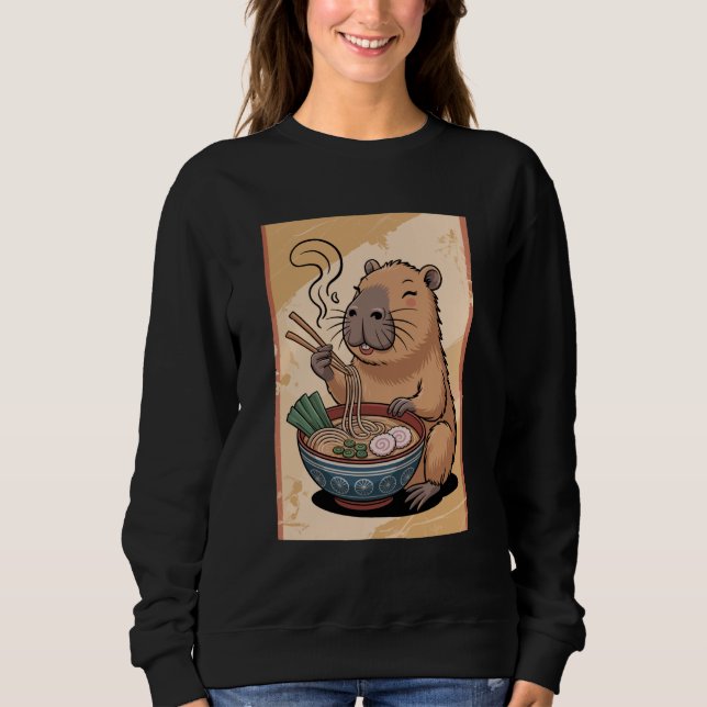 Capybara Ramen Lover Cute Japanese Noodle Bowl Ani Sweatshirt (Front)