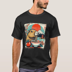Capybara Ramen Retro Funny Japanese Distressed T-Shirt