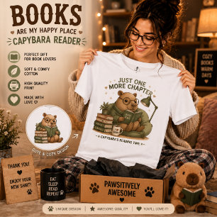 Capybara Reading Book T-Shirt – Just One More Chap Tri-Blend Shirt