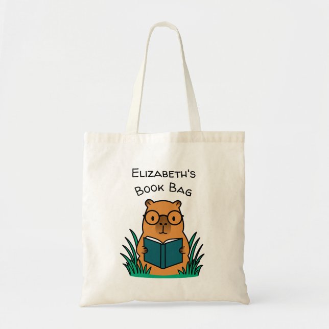 Capybara Reading Book Tote Bag (Front)