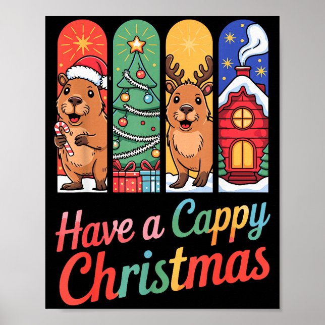 Capybara Reindeer Xmas Have A Capy Christmas  Poster (Front)