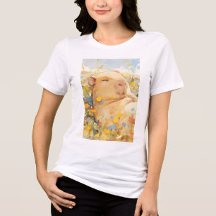 Capybara Resting in Peaceful Pastures Tri-Blend Shirt
