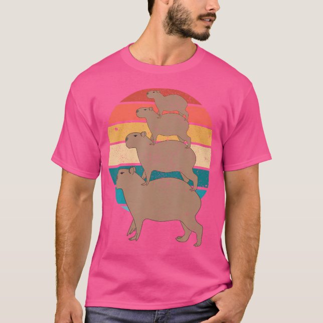 Capybara Riding Capybara T-Shirt (Front)