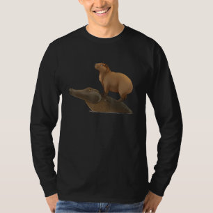 Capybara Riding Crocodile Great Friends  Capybara  T-Shirt