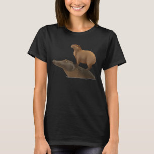 Capybara Riding Crocodile Great Friends  Capybara  T-Shirt