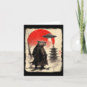 Capybara Samurai Retro Ufo Japanese Warrior Tenshu Card
