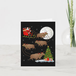 Capybara Santa Sleigh Flying Funny Magical Christm Card