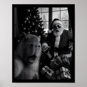 Capybara Selfie With Santa Funny Capybara For Men Poster