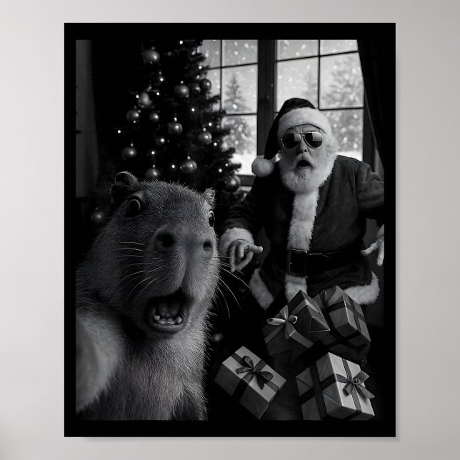 Capybara Selfie With Santa Funny Capybara For Men  Poster (Front)