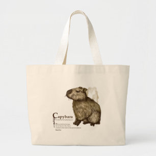 capybara - sepia large tote bag