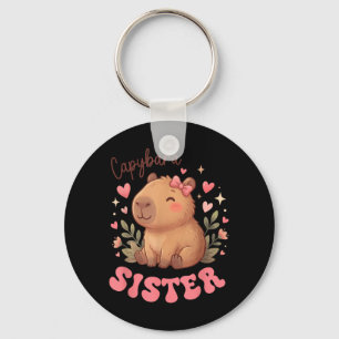 Capybara Sister of The Birthday Girl Cute Capybara Key Ring