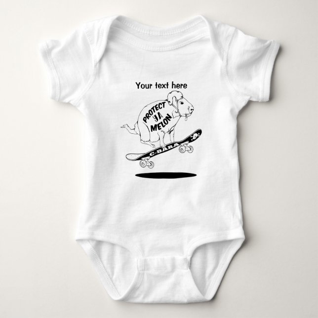 Capybara Skateboard Ollie Baby Bodysuit (Front)