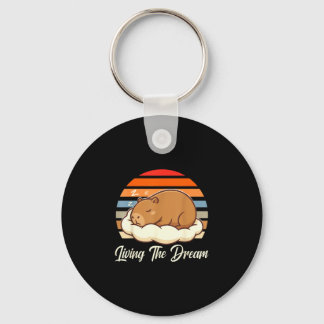 Capybara sleepybara living the dream retro vintage key ring