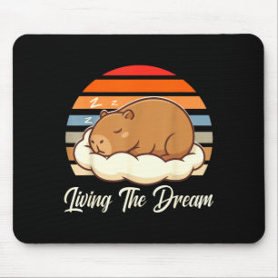 Capybara sleepybara living the dream retro vintage mouse pad