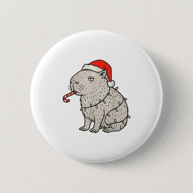 Capybara Smoking Christmas Ugly Cigarette Gen Z  6 Cm Round Badge (Front)