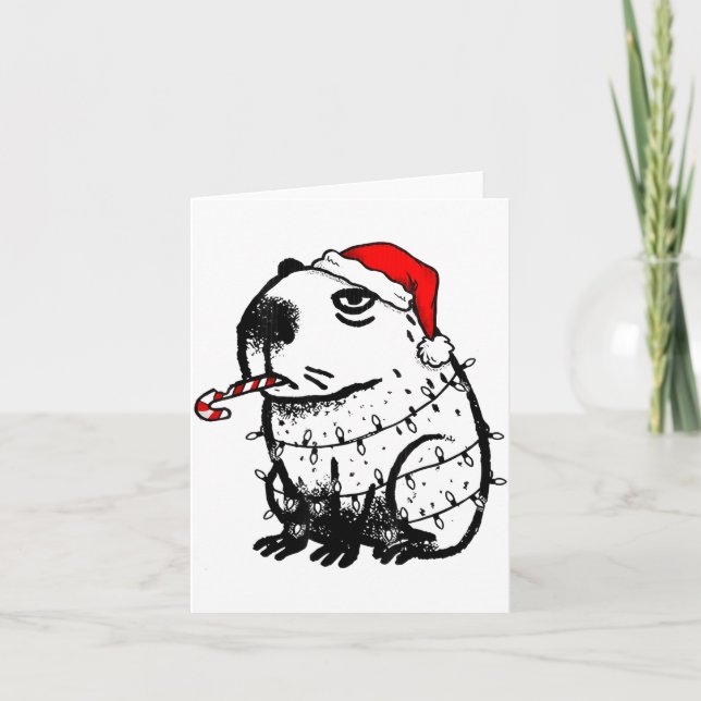 Capybara Smoking Christmas Ugly Cigarette Gen Z  Card (Front)