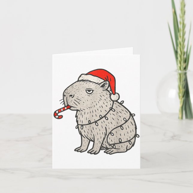 Capybara Smoking Christmas Ugly Cigarette Gen Z  Card (Front)