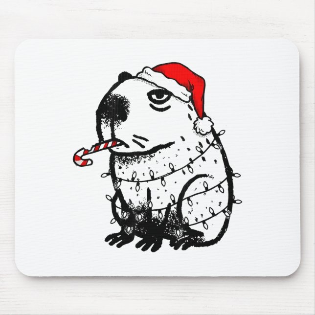 Capybara Smoking Christmas Ugly Cigarette Gen Z  Mouse Pad (Front)