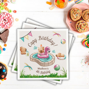  Capybara Summer Pool Birthday Party Napkin