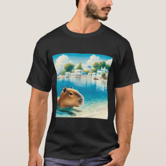 Capybara Swimming In Greece T-Shirt