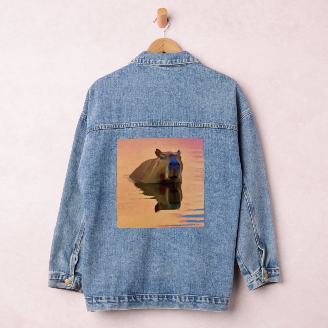 Capybara Swimming in The Lake Denim Jacket (Hangar)