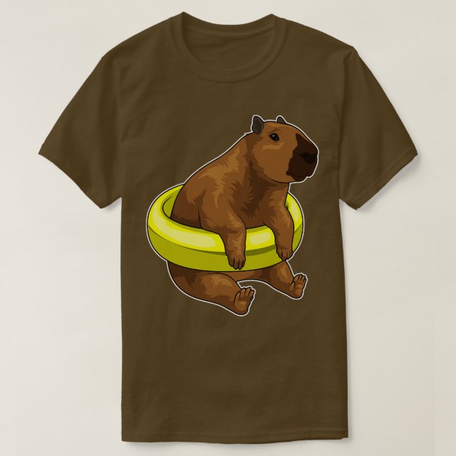 Capybara Swimming Lifebuoy T-Shirt (Design Front)