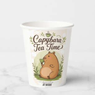 Capybara Tea Time   Cute Capybara Drinking Tea Fun Paper Cups