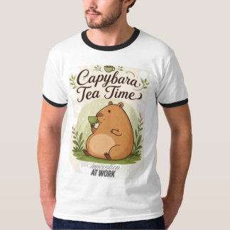 Capybara Tea Time | Cute Capybara Drinking Tea Fun T-Shirt